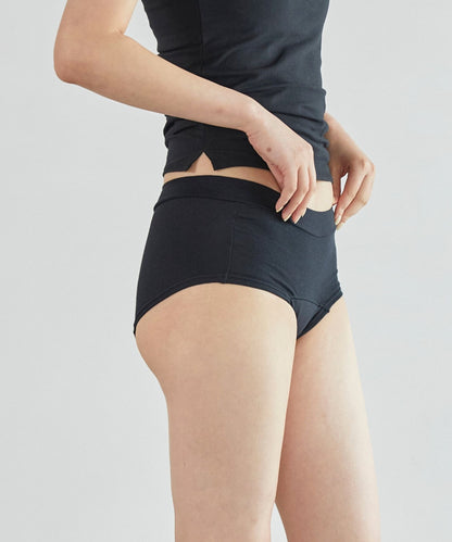 オーガニックコットン吸水ショーツボクサー(ブラックチャーム)